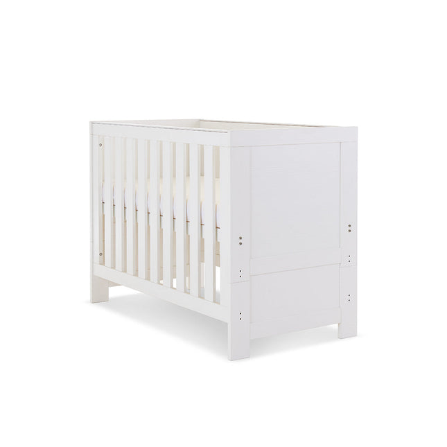 Nika Mini 2 Piece Nursery Room Set + Cot Bed Under Drawer - White Wash
