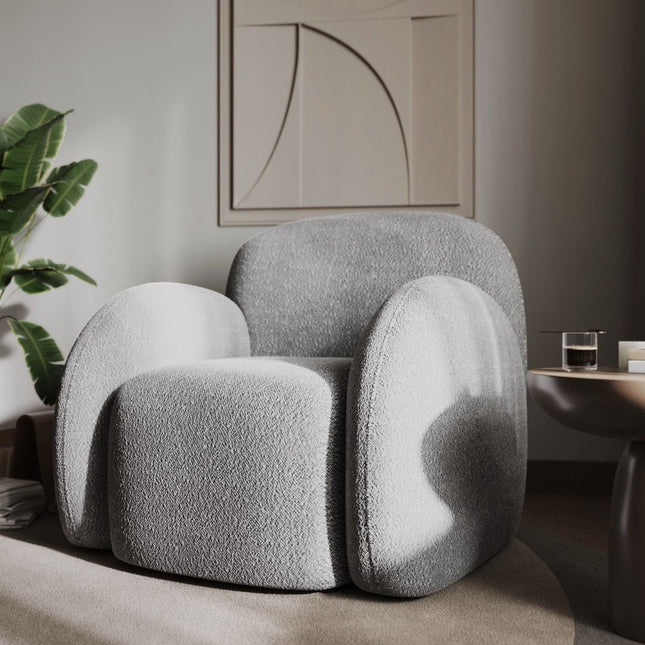 Nina Boucle Teddy Accent Chair - Grey