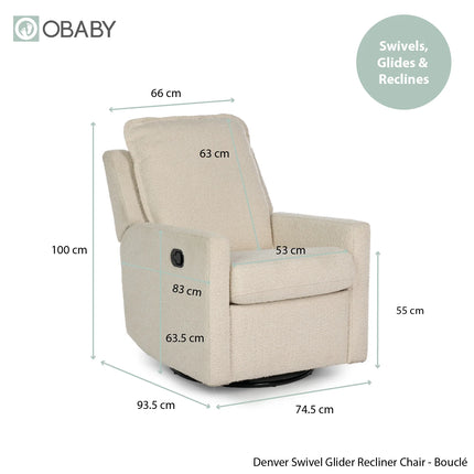 Denver Swivel Glider Recliner Chair - Bouclé