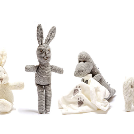 Bunny Baby Rattle Organic Cotton - Grey