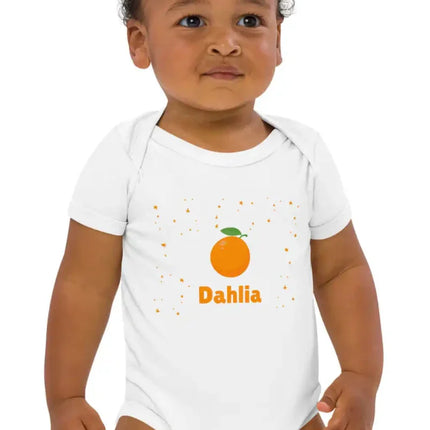 Orange Personalised Bodysuit in White