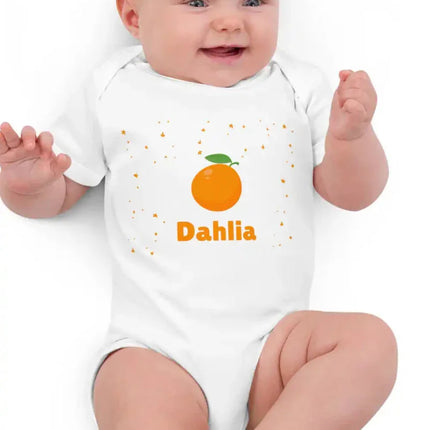 Orange Personalised Bodysuit in White
