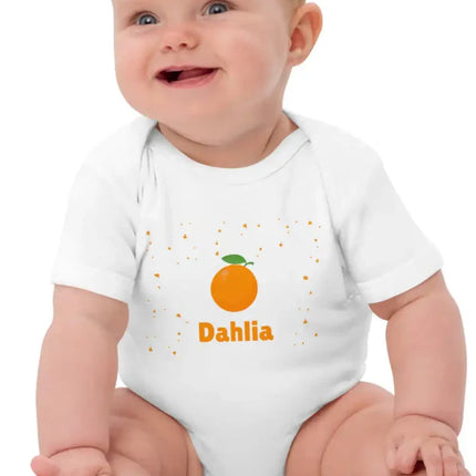Orange Personalised Bodysuit in White