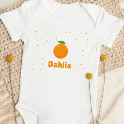 Orange Personalised Bodysuit in White