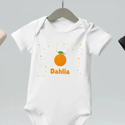 Orange Personalised Bodysuit in White