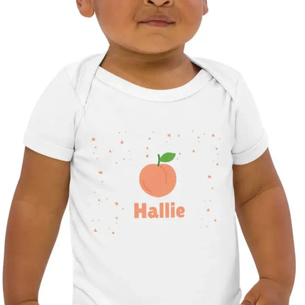 Peach Personalised Bodysuit in White