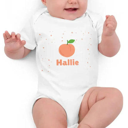 Peach Personalised Bodysuit in White