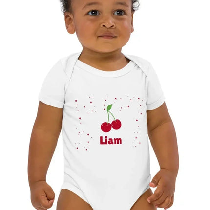 Cherry Personalised Bodysuit in White