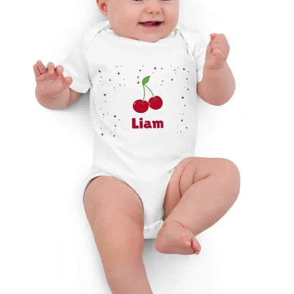 Cherry Personalised Bodysuit in White