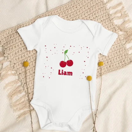 Cherry Personalised Bodysuit in White
