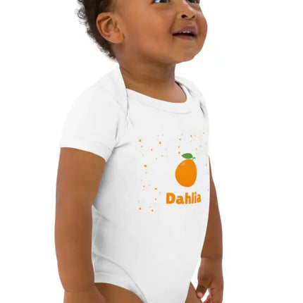 Orange Personalised Bodysuit in White