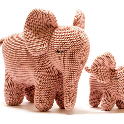 Elephant Soft Toy Large - Organic Cotton - Pink