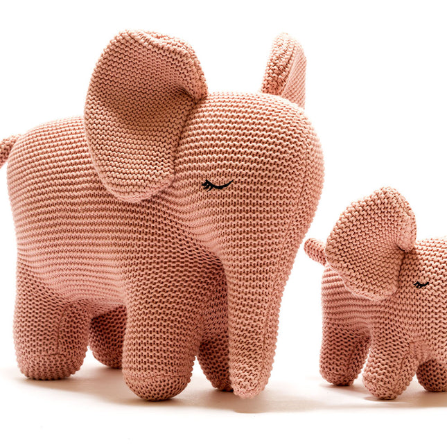 Elephant Soft Toy Large - Organic Cotton - Pink