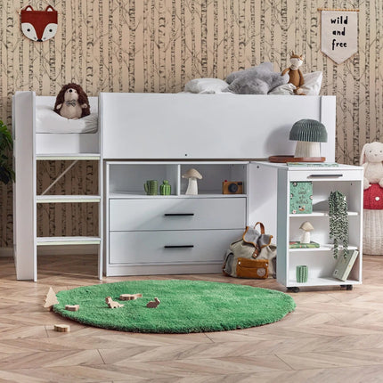 Otis Mid Sleeper with Desk - White