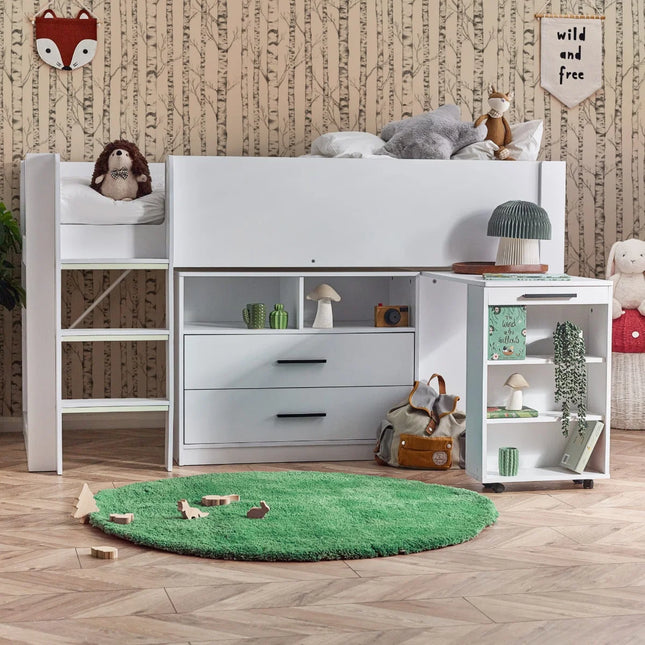 Otis Mid Sleeper with Desk - White