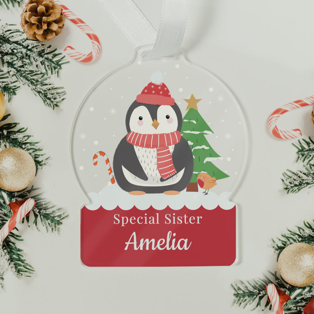 Penguin - Acrylic Bauble - Personalised