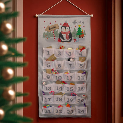 Penguin Pocket Felt Advent Calendar - Personalised