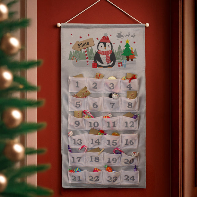 Penguin Pocket Felt Advent Calendar - Personalised