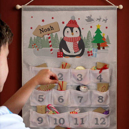 Penguin Pocket Felt Advent Calendar - Personalised