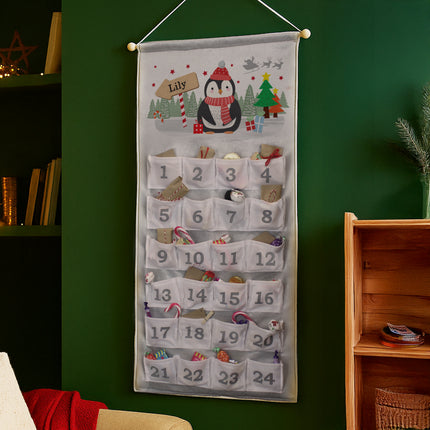 Penguin Pocket Felt Advent Calendar - Personalised