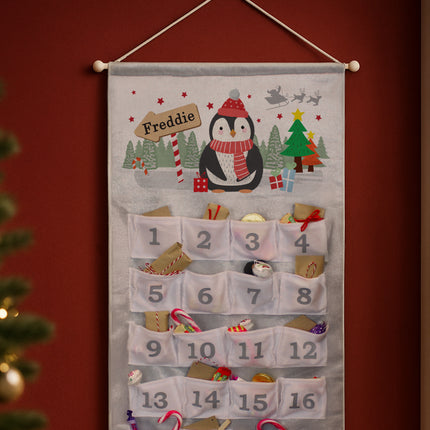 Penguin Pocket Felt Advent Calendar - Personalised