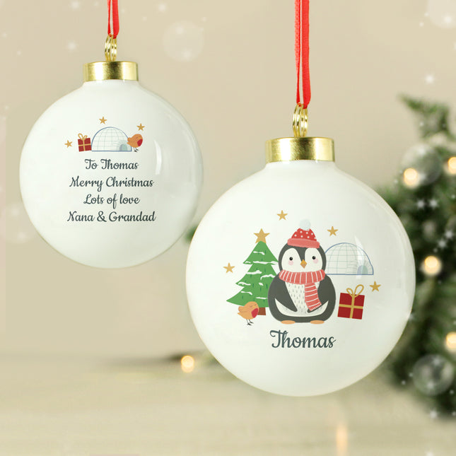 Penguin Christmas Bauble - Personalised