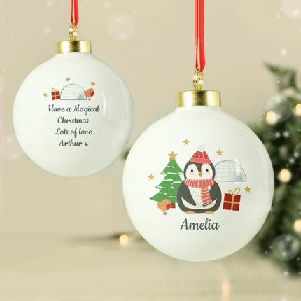 Penguin Christmas Bauble - Personalised