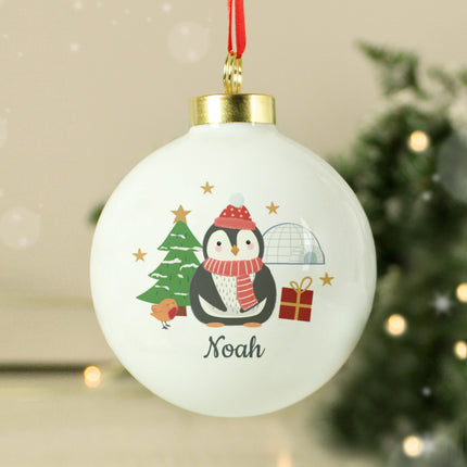 Penguin Christmas Bauble - Personalised