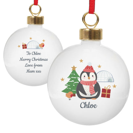 Penguin Christmas Bauble - Personalised