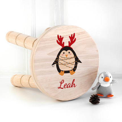 Penguin Wooden Stool - Personalised