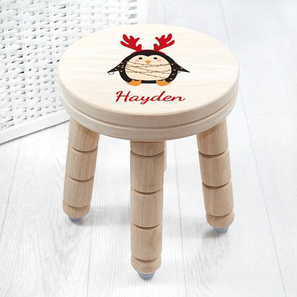Penguin Wooden Stool - Personalised