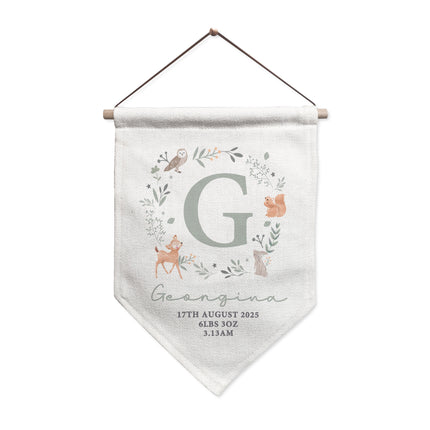 Personalised Baby Wall Art Banner - Woodland Animal