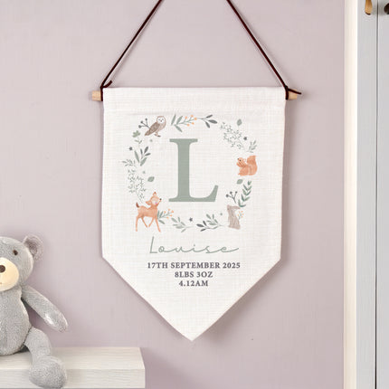 Personalised Baby Wall Art Banner - Woodland Animal