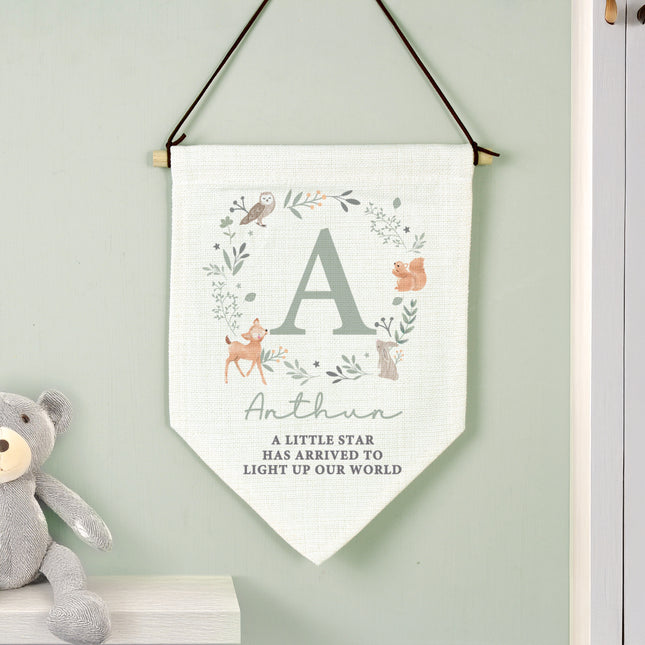 Personalised Baby Wall Art Banner - Woodland Animal
