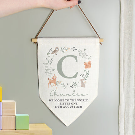 Personalised Baby Wall Art Banner - Woodland Animal