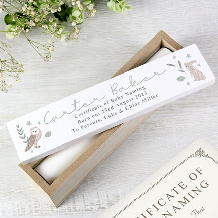 Personalised Birth Certificate Holder - Woodland Animal