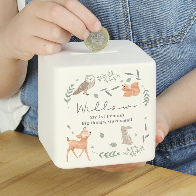 Personalised Ceramic Money Box - Woodland Animal