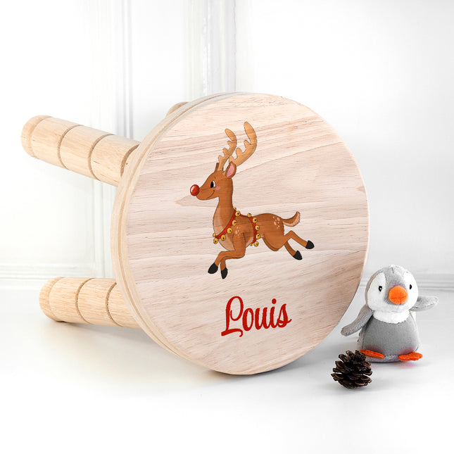 Christmas Reindeer Wooden Stool - Personalised