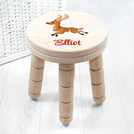 Christmas Reindeer Wooden Stool - Personalised