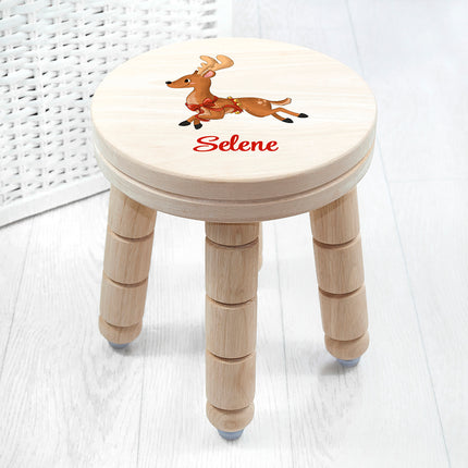Christmas Reindeer Wooden Stool - Personalised