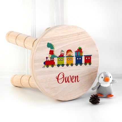 Christmas Train Wooden Stool - Personalised