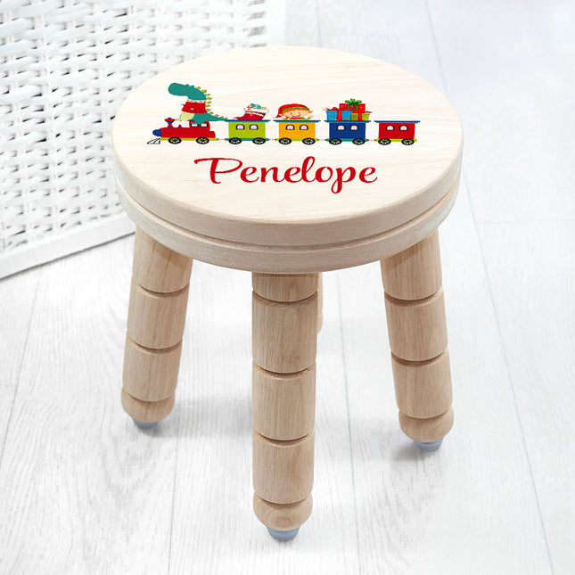 Christmas Train Wooden Stool - Personalised