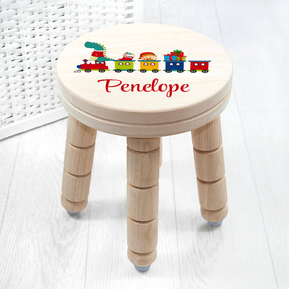 Christmas Train Wooden Stool - Personalised