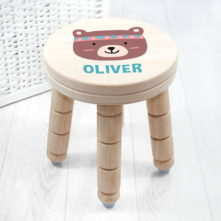 Cute Bear Wooden Stool - Personalised