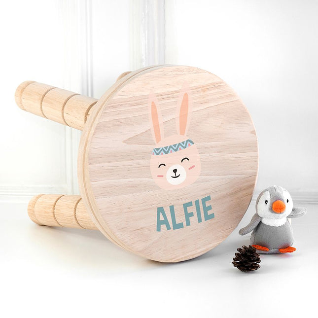 Cute Bunny Wooden Stool - Personalised