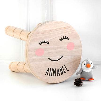 Cute Face Wooden Stool - Personalised