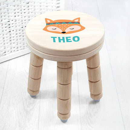 Cute Fox Wooden Stool - Personalised