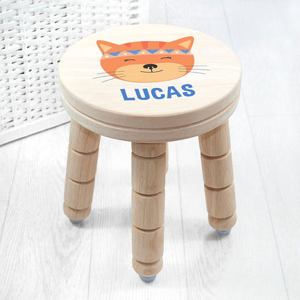 Cute Kitten Wooden Stool - Personalised
