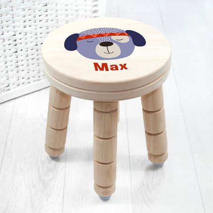 Cute Puppy Wooden Stool - Personalised