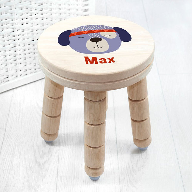 Cute Puppy Wooden Stool - Personalised